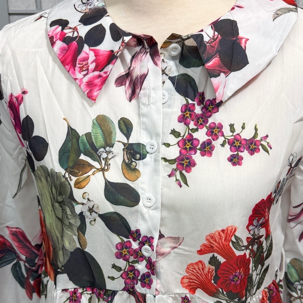 Multicolor Floral Long Sleeve Dress, Size Small - Picture 5 of 7